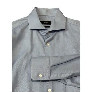 Hugo Boss Sharp Fit Mens 15-1/2 32/33 Blue Long Sleeve Dress Shirt Fitted